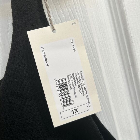 NWT A New Day Women’s Ribbed Knit V-Neck Casual Tank Top Black Plus Size 1X - Picture 4 of 16